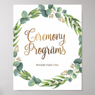 Affiche Panneau de mariage au eucalyptus pour programmes d