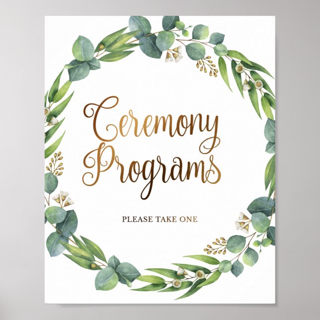 Affiche Panneau de mariage au eucalyptus pour programmes d (Devant)