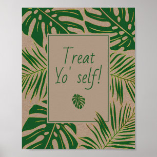 Affiche Panneau de mariage aux feuilles tropicales vertes