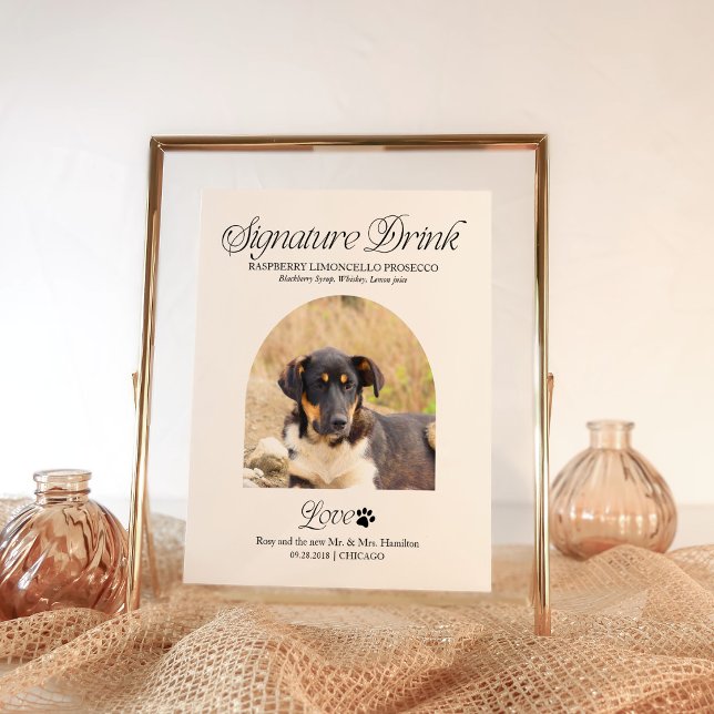 Affiche Panneau de mariage avec boisson signature de l'ani (Créateur téléchargé)