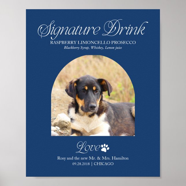 Affiche Panneau de mariage avec boisson signature et photo (Devant)