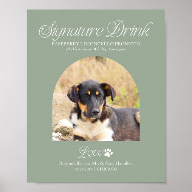 Affiche Panneau de mariage avec boisson signature et photo (Devant)
