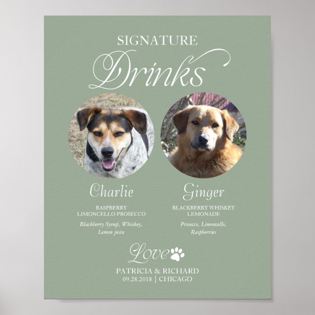 Affiche Panneau de mariage avec boissons signatures pour a (Devant)