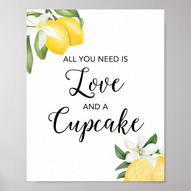 Affiche Panneau de Mariage avec Cupcake et Amour au Citron (Devant)