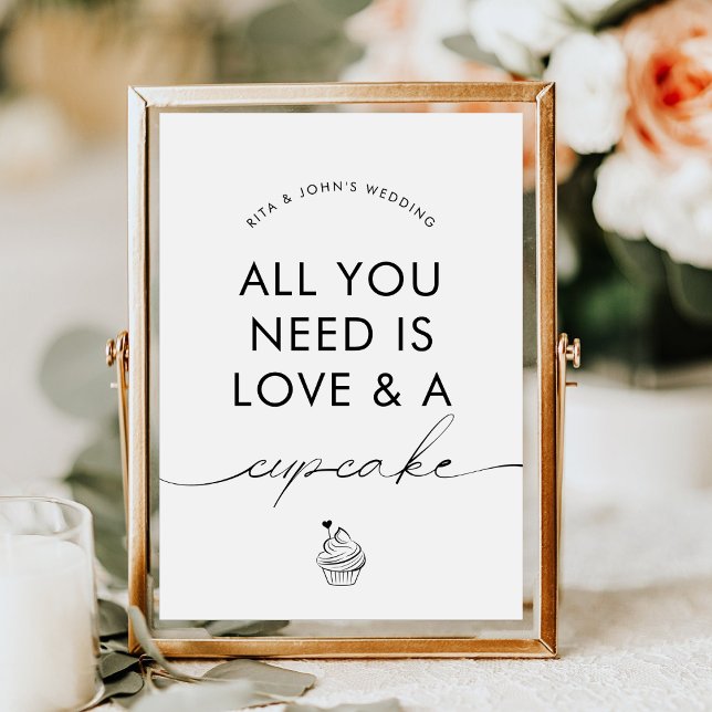 Affiche Panneau de mariage avec gâteau cupcake moderne min (Créateur téléchargé)