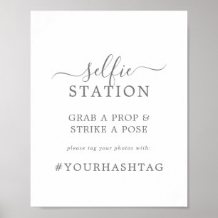 Affiche Panneau de mariage avec hashtag pour borne selfie 
