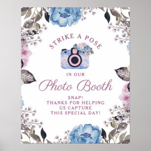 Affiche Panneau de mariage avec stand photo floral Charme 