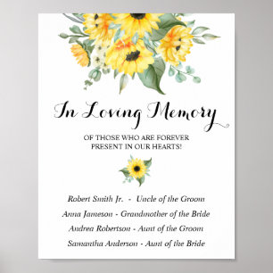 Affiche Panneau de mariage avec tournesols et verdure En s