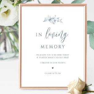 Affiche Panneau de mariage bleu élégant en souvenir affect