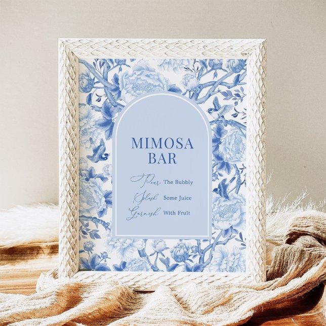 Affiche Panneau de mariage Blue White Chinoiserie Mimosa B (Créateur téléchargé)