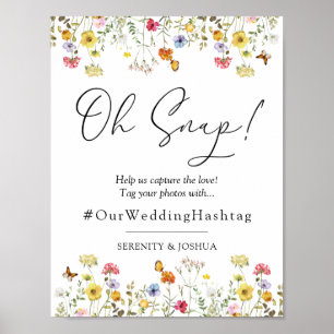 Affiche Panneau de mariage bohème à fleurs sauvages Oh Sna