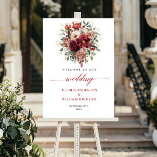 Affiche Panneau de mariage Bohème Fleurs de Bourgogne d'Au