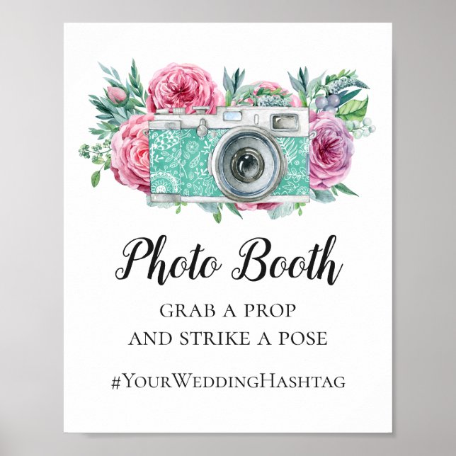 Affiche Panneau de mariage bohème pour photomaton. Hashtag (Devant)