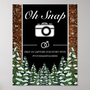 Affiche Panneau de mariage Bois enneigé noir & forêt Oh Sn