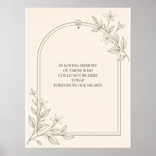 Affiche Panneau de mariage botanique à l'olive en souvenir