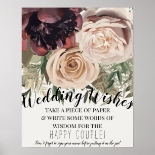 Affiche Panneau de mariage botanique aux floraisons floral