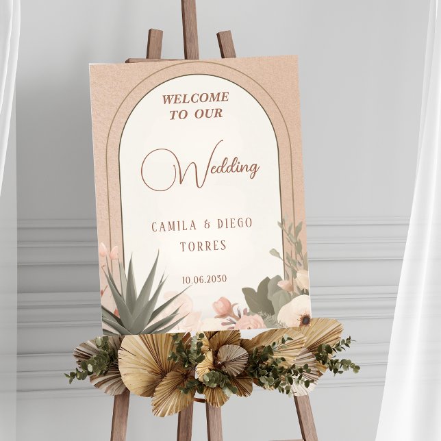 Affiche Panneau de mariage botanique Fleurs élégantes du d (Créateur téléchargé)