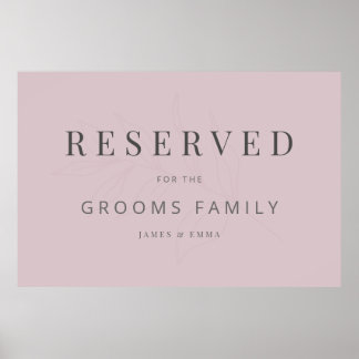 Affiche Panneau de mariage botanique minimaliste Rose Pous