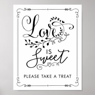 Affiche Panneau de mariage botanique vintage doux de l'amo