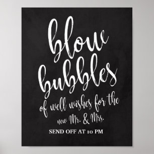 Affiche Panneau de mariage Bubbles Send Off Chalkboard 8x1