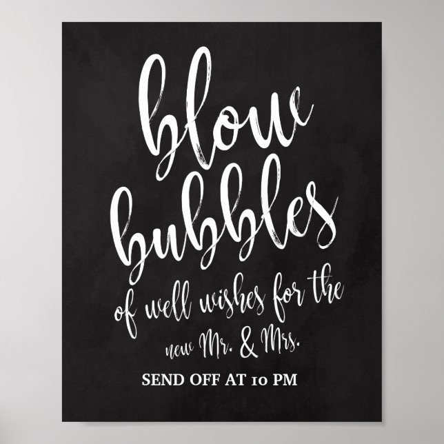 Affiche Panneau de mariage Bubbles Send Off Chalkboard 8x1 (Devant)