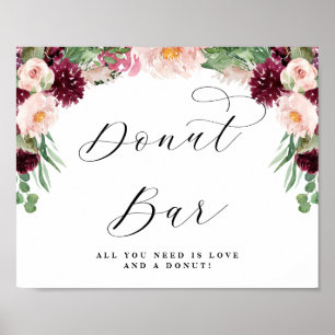 Affiche Panneau de mariage calligraphié Adore Floral Donut