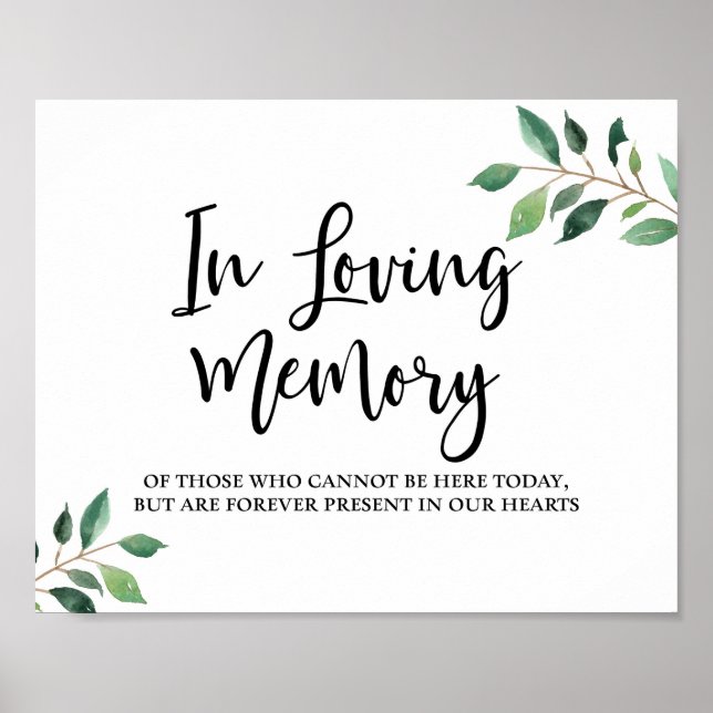Affiche Panneau de mariage calligraphié avec verdure En so (Devant)