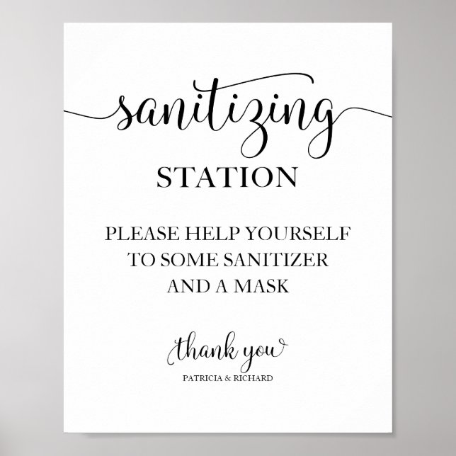 Affiche Panneau de mariage calligraphié chic Station de dé (Devant)