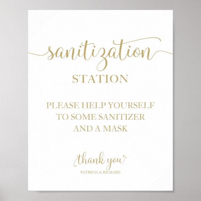 Affiche Panneau de mariage calligraphié chic Station Sanit (Devant)