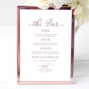 Affiche Panneau de mariage calligraphié rose gold pour bar