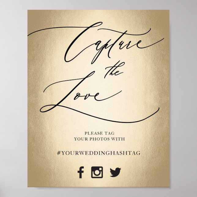 Affiche Panneau de mariage Calligraphy Script Capture l'am (Devant)