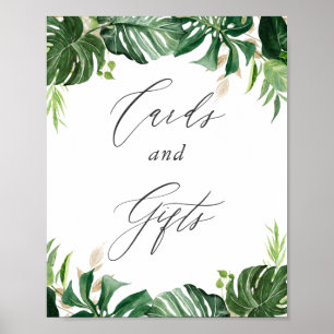 Affiche Panneau de mariage Cartes et Cadeaux de Feuilles T