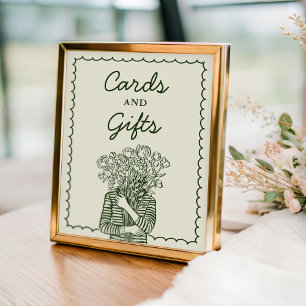Affiche Panneau de mariage Cartes et Cadeaux Fraîchement S