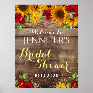 Affiche Panneau de Mariage Champêtre Fleurs et Roses