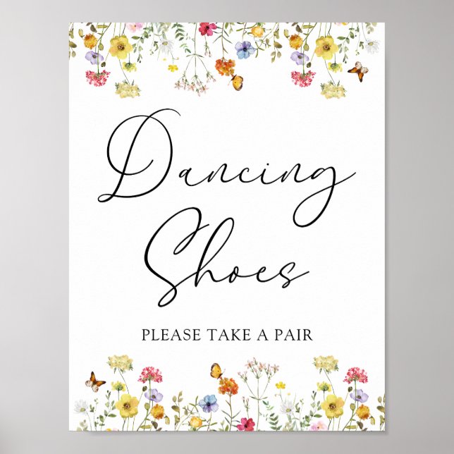 Affiche Panneau de mariage Chaussures de danse de fleurs s (Devant)