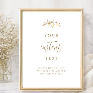 Affiche Panneau de mariage chic blanc et or avec texte per