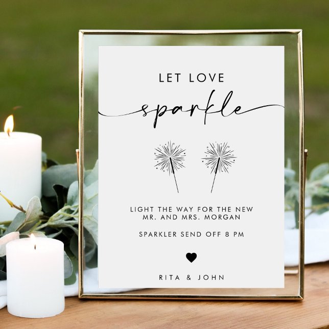Affiche Panneau de mariage Chic Moderne Let Love Sparkle (Créateur téléchargé)