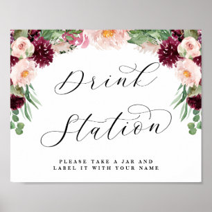Affiche Panneau de mariage chic pour station de boissons f