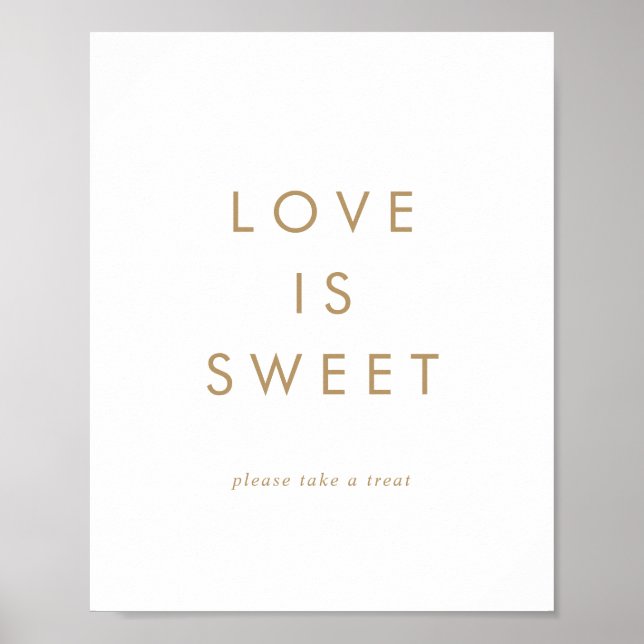 Affiche Panneau de mariage Chic Typographie Or Love Is Swe (Devant)