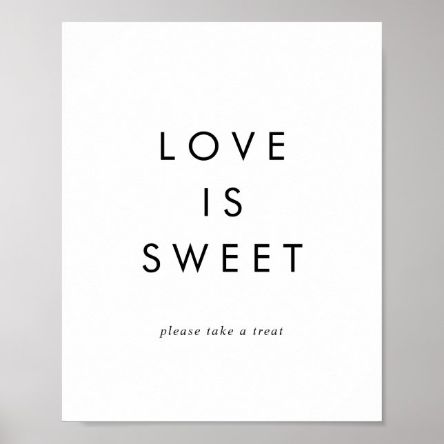 Affiche Panneau de mariage chic typographique L'amour est  (Devant)