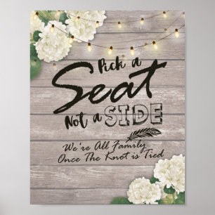 Affiche Panneau de mariage Choisissez un siège et non un c