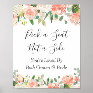 Affiche Panneau de mariage Choisissez un siège Fleurs de c
