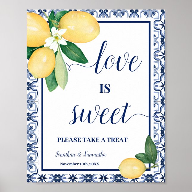 Affiche Panneau de mariage Citrons Méditerranéens L'Amour  (Devant)