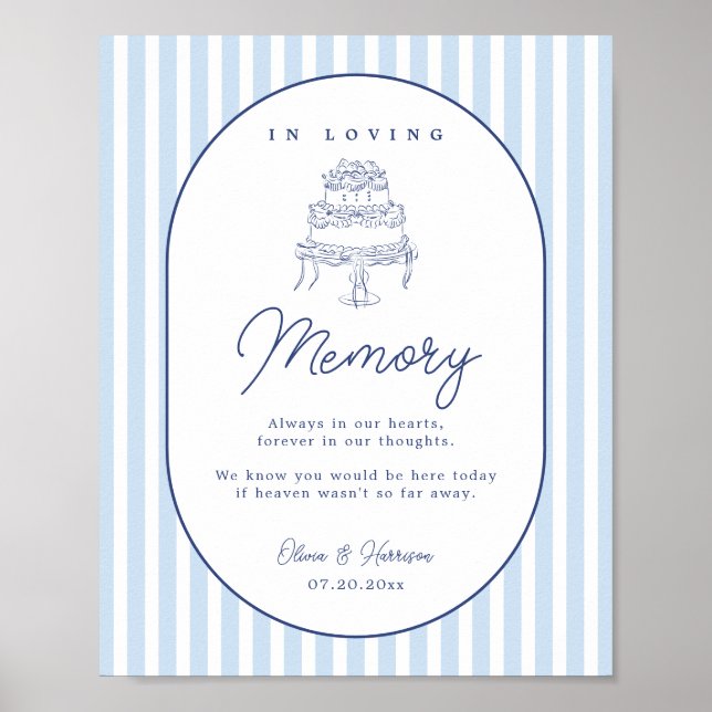 Affiche Panneau de mariage commémoratif à rayures bleues d (Devant)