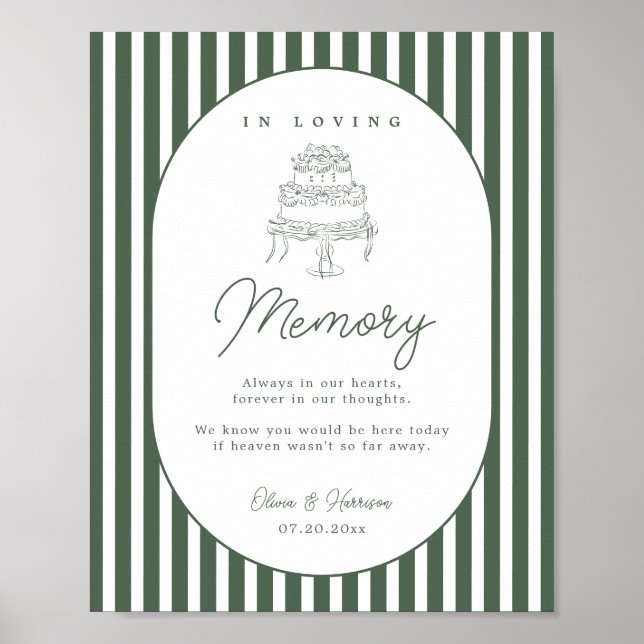 Affiche Panneau de mariage commémoratif à rayures vertes P (Devant)