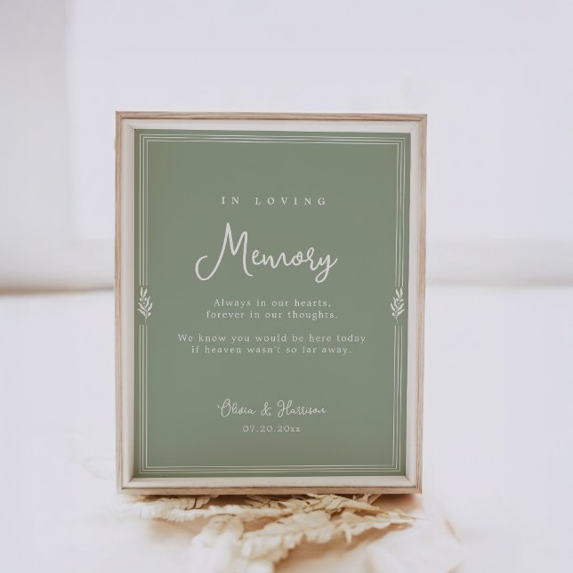 Affiche Panneau de mariage commémoratif en olive vert saug (Créateur téléchargé)