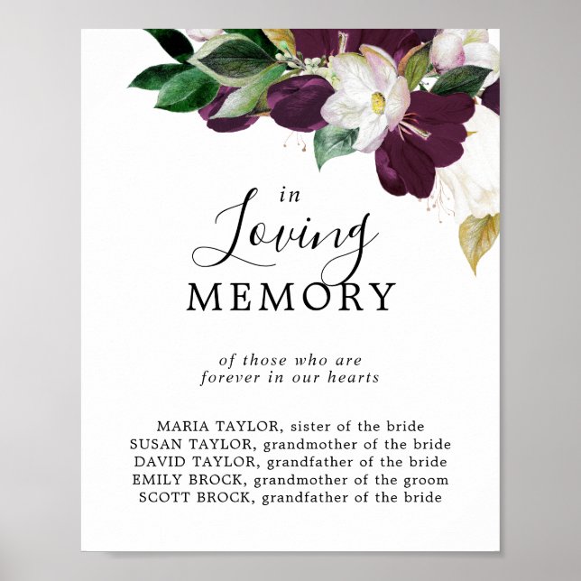 Affiche Panneau de mariage commémoratif Violet Lunatique M (Devant)