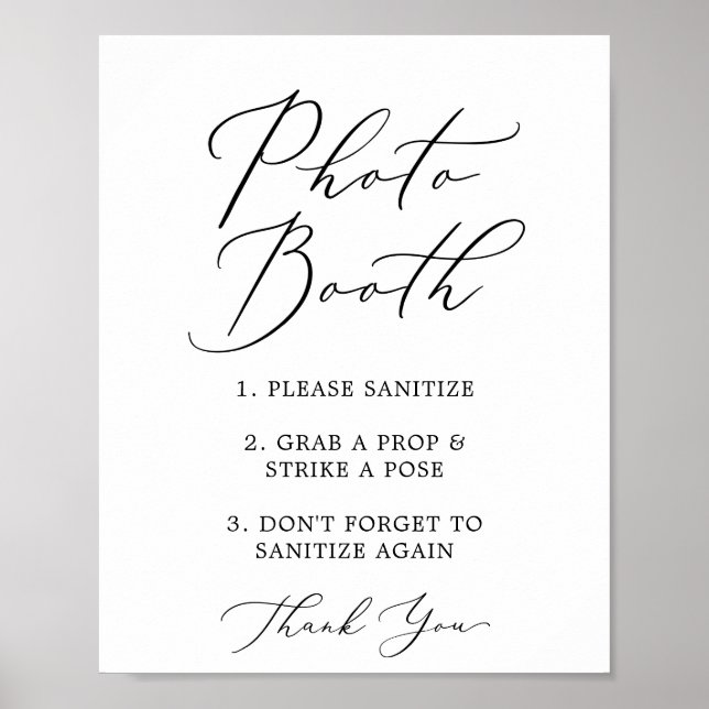 Affiche Panneau de mariage Covid Photobooth noir délicat (Devant)