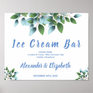 Affiche Panneau de mariage de baptême de glace Eucalyptus