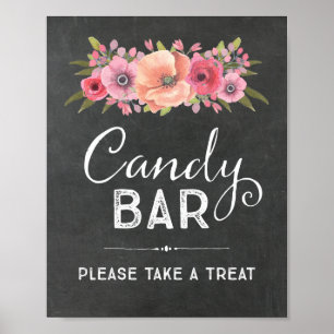 Affiche Panneau de mariage de bar à bonbons à l'aquarelle 